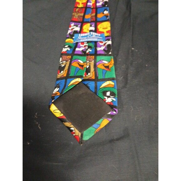 VTG Looney Tunes Bugs Bunny Daffy Duck 1997 Stamp Collection Classic Neck Tie - Picture 6 of 7